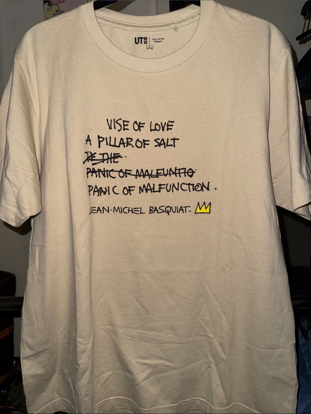 Uniqlo UT Basquiat Graphic Tee - Cream with Yellow Accent